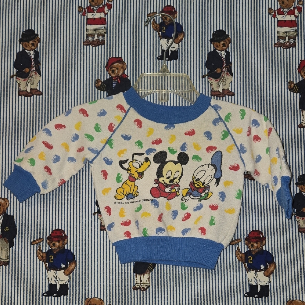 Disney Baby Mickey & Friends Blue Trim Pullover Sweater